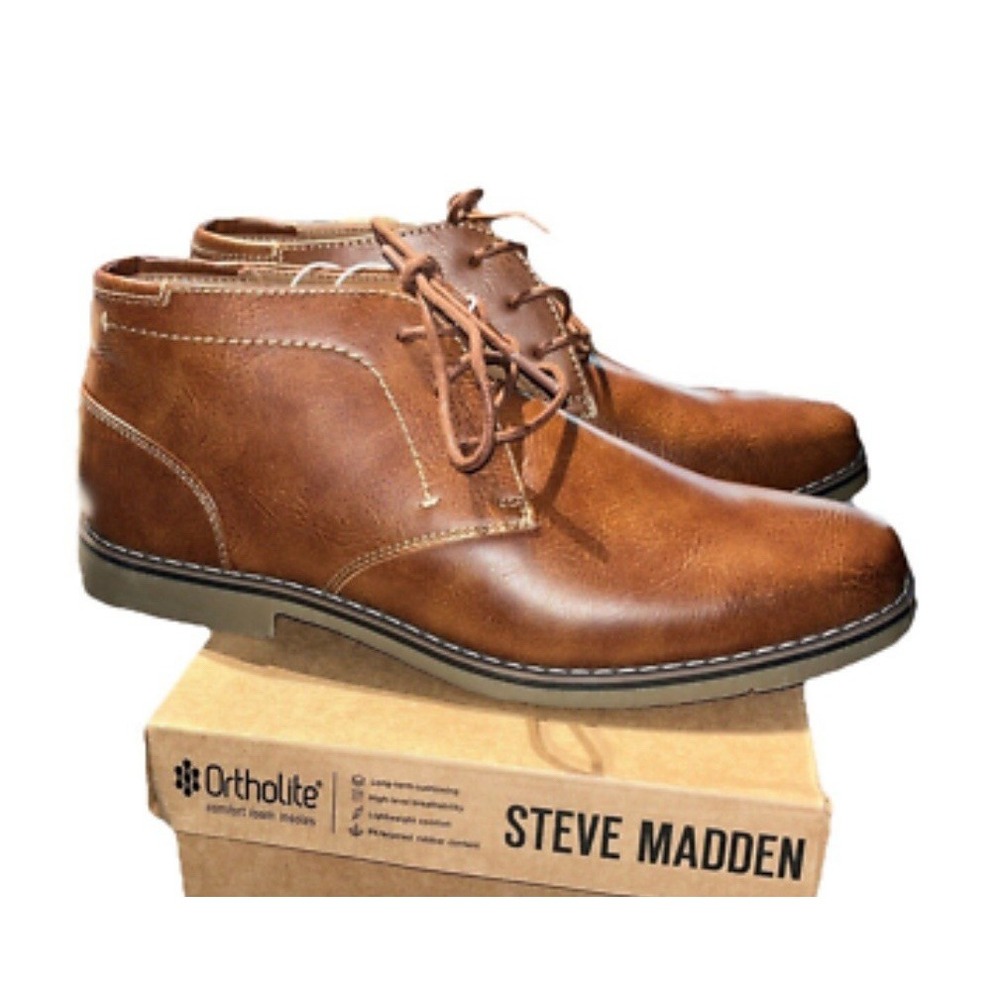 🌟NEW🌟 Steve Madden Men's Short Chukka P-SYMIN Boots -COGNAC‎ SIZE 8